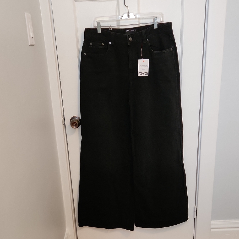 ASOS Wide Leg Flare Jeans in Black